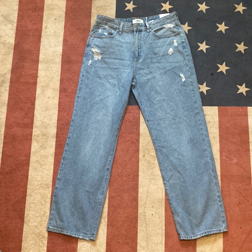 Pre-Distressed Light Denim Dad Jeans